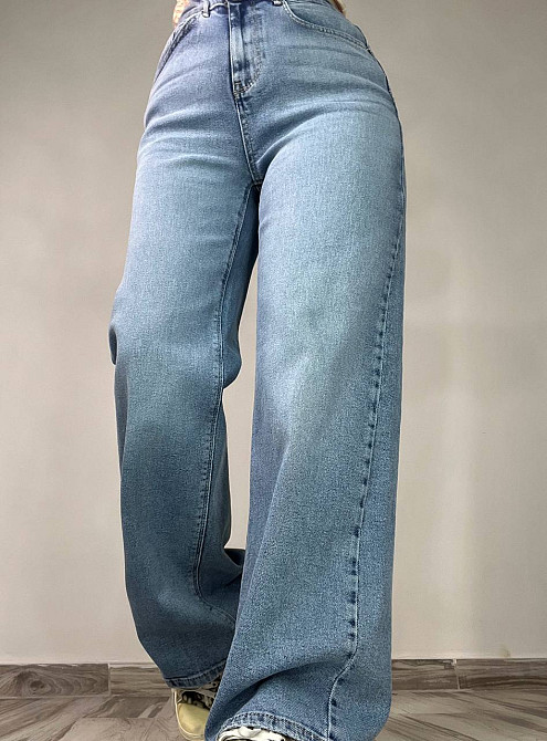 Джинси жіночі Zeo Basic 4742 palazzo jeans висока талія широкі палаццо стрейчеві блакитні, блакитний, 34, 34, 73 см, 100 см Київ - фото 4