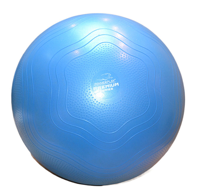 М'яч для фітнесу (фітбол) укріплений PowerPlay 4000 Ø65 cm Premium Gymball Anti-Burst Синій + помпа Каменское - изображение 2