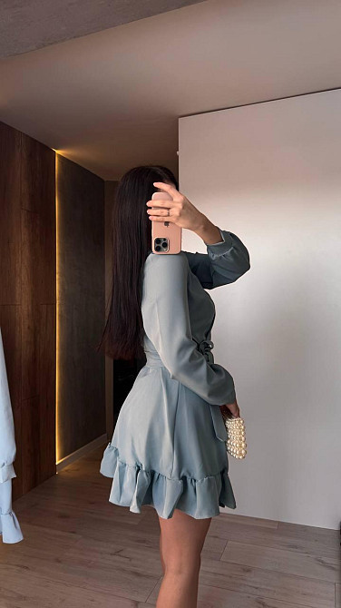 Женское романтическое платье на запах костюмка Бирюзовый Одесса - изображение 8