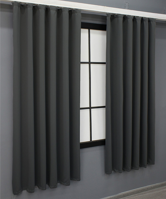 Комплект штор коротких VR-Textil Блэкаут Midnight № 1399ш 140х170 см 2 шт Графитовый (35-0159) Киев - изображение 4