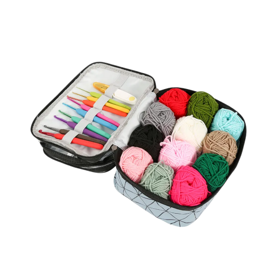 Набір для в'язання гачком із пряжею та аксесуарами в косметичці, сірий колір Кам'янець-Подільський