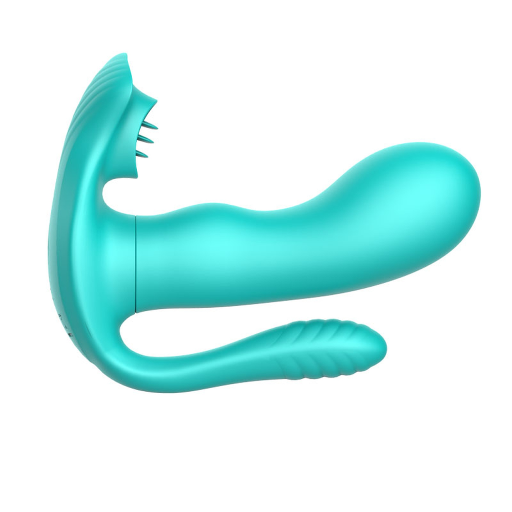 Вибромассажер с анальным и клиторальным стимулятором Boys of Toys - Tongue triple Stimulator GREEN, BS561001-5 Sex Aura Киев - изображение 1