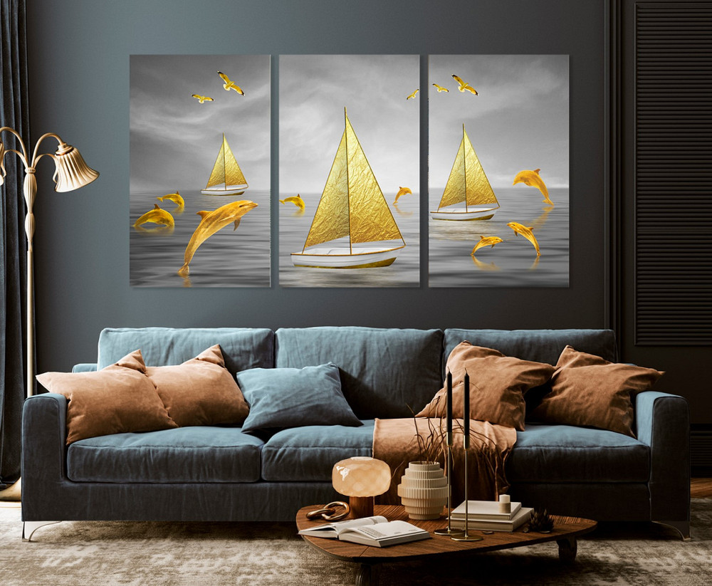 Модульна картина у вітальню/ спальню Морської кораблики ART-152_3A 70х130 см Київ - фото 3