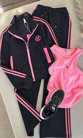 Женский трендовый костюм двойка: кофта и штаны с лампасами турецкая трехнитка Черный, 42/46 Одесса