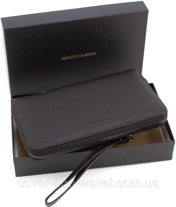 Стильний чоловічий гаманець клатч із італійської шкіри на металевій блискавці Marco Coverna 5901-1Q Київ - фото 10