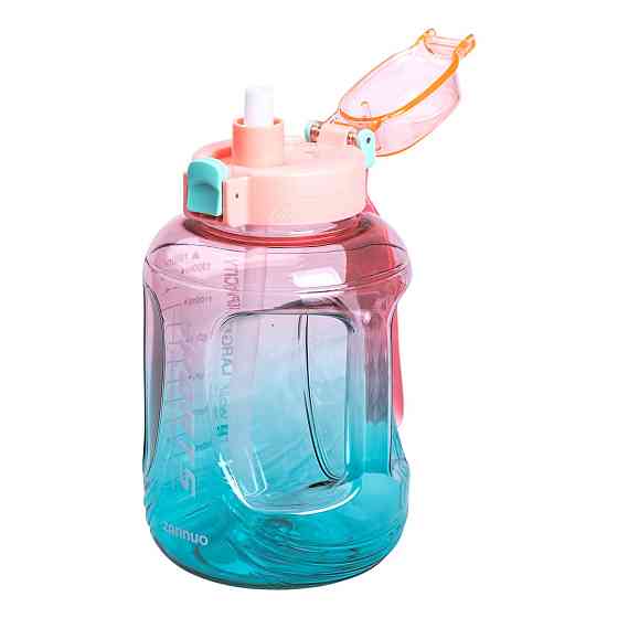 Yiwu Пляшка для води спортивна 1.6 л пластикова з трубочкою з ремінцем 22 см Рожева HP-14-35P Киев