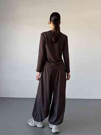 Женский повседневный прогулочный костюм двойка: кофта и брюки турецкая двунить Коричневый, 46/48 Одесса