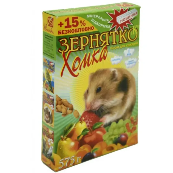 Корм Зернятко. Хомка с фруктами и орехами для грызунов, 575 г Винница