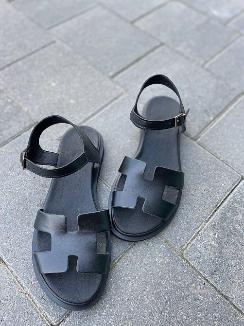 Mermaid Босоніжки жіночі чорні літні Mermaid 514 натуральна шкіра / Стильні босоніжки на низькі Коломыя - изображение 10