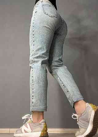 Джинсы женские Dicesil 9157 Mom jeans comfort высокая талия стрейчевые ремень веревка светло голубые Одесса