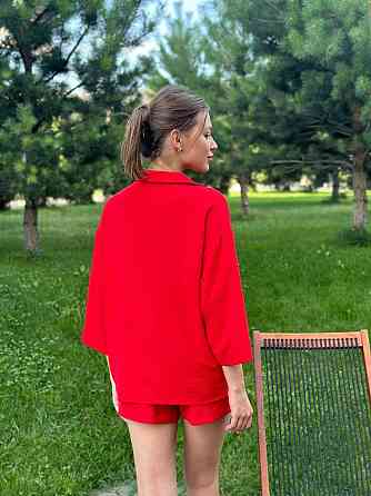 Костюм-двійка жіночий літній креп-жатка Червоний L Харків