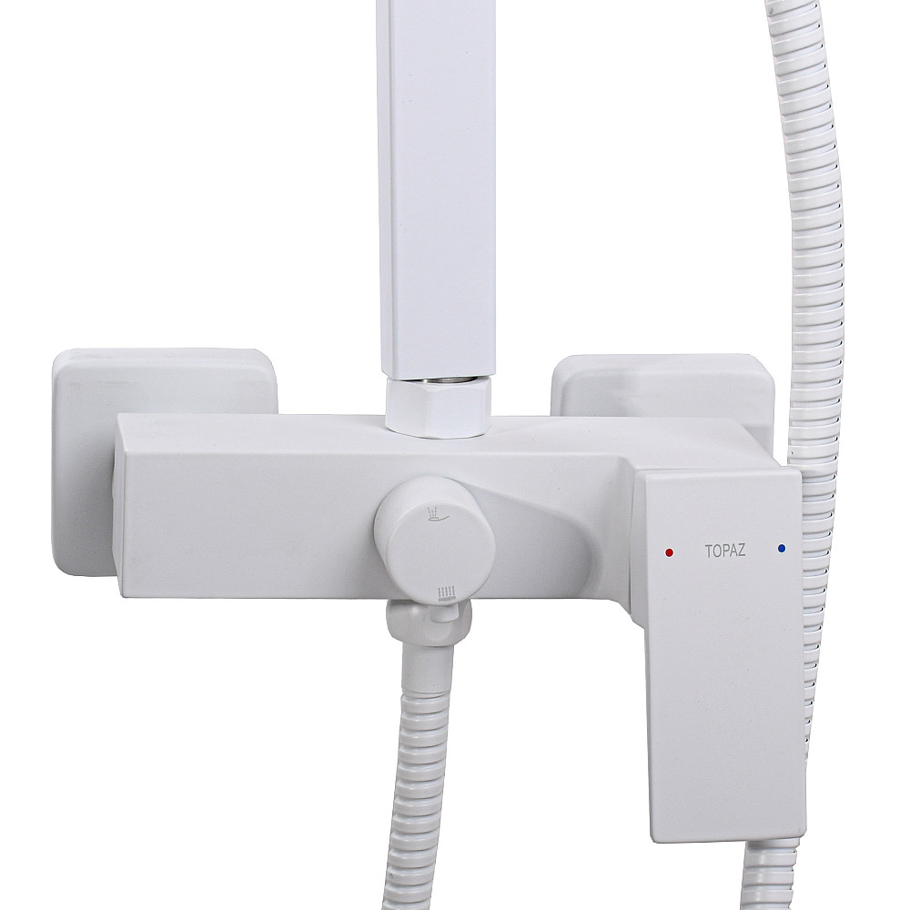 Душова система TOPAZ ODISS TO 18802-H66-WW без вилива, квадратна штанга БІЛА матова  Н-130см Луцьк - фото 2
