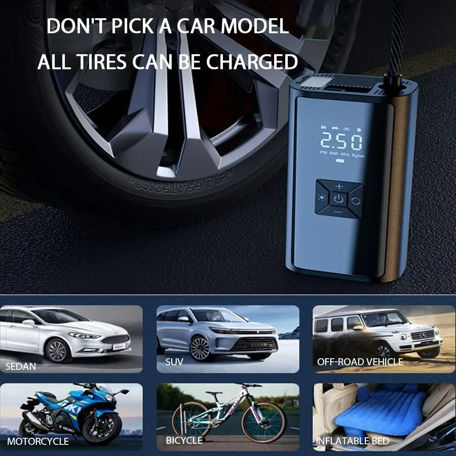 Насос аккумуляторный цифровой CQB-ZX-801 60W с функцией PowerBank TypeC 12В с фонариком, сумкой и переходниками Винница - изображение 6