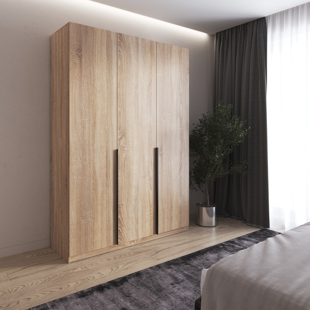 Шафа для одягу VAYS M-32 Дуб Сонома, 2 штанги та полиці, ЛДСП, 150×50×220 см - для спальні, вітальні, передпокою Львів - фото 1