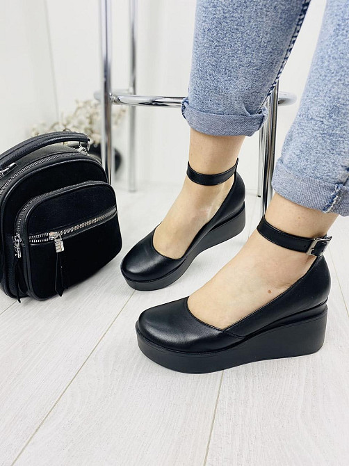 Туфлі жіночі Т-лето чорні шкіра натуральна платформа 2/7 см 39 р. (2732) Коломия - фото 1