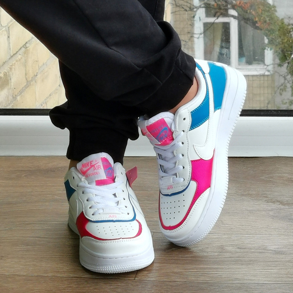 Кроссовки Nike Force Белые Женские Цветн Кожаные Форсы Найк (размеры: 36,37,38,39,40,41) Видео Обзор Днепр - изображение 3