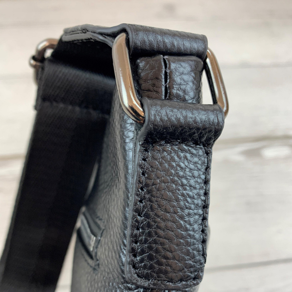 Сумка чоловіча через плече для документів з натуральної шкіри містка, чорнаMasterSem Київ - фото 5