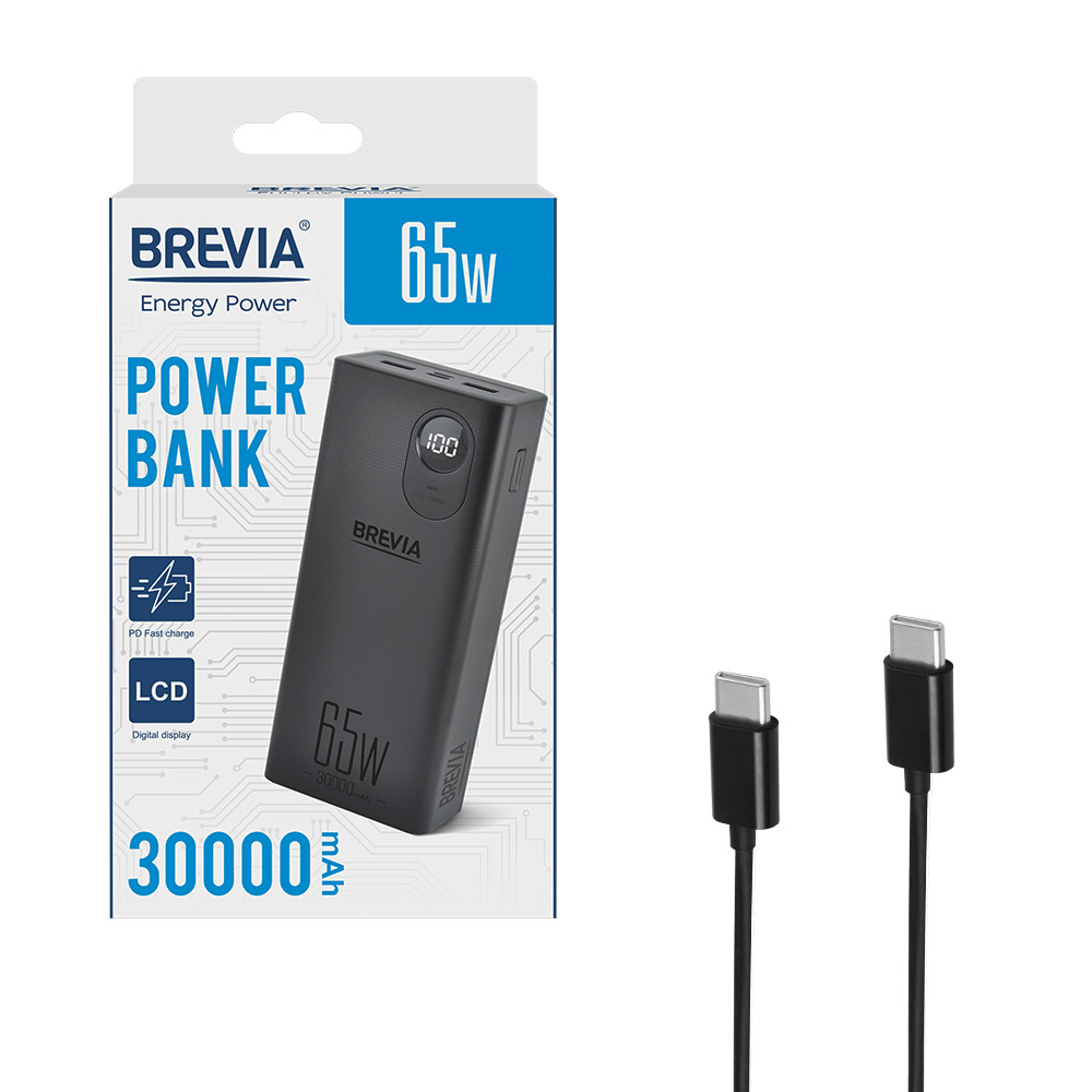 Повербанк (Power Bank) Brevia 30000mAh 65W Li-Pol, LCD черный Львов - изображение 7
