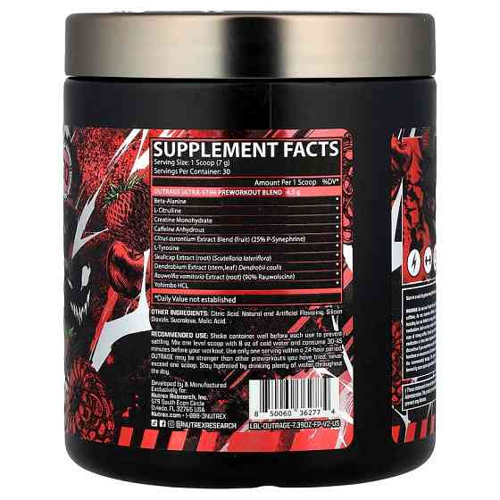 Передтренувальний комплекс Nutrex Outrage Ultra Stim Pre Workout 209,64 г, Fruit Punch Луцьк