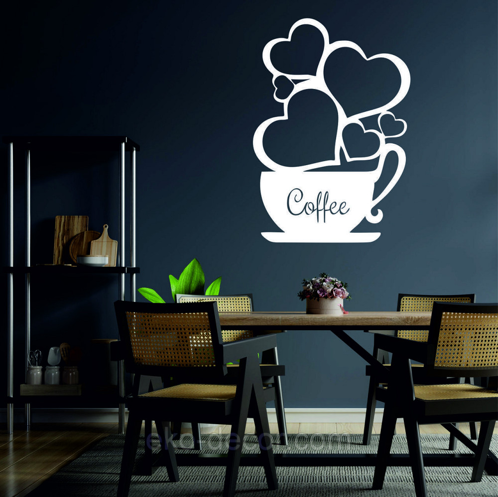 Декоративное настенное Панно «Чашка кофе», Декор на стену 50*35 см, Белый Киев - изображение 2