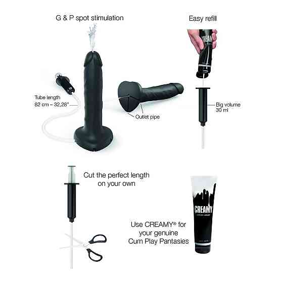 Фалоімітатор, що кінчає Strap-On-Me Squirting Cum Dildo Realistic Black, діам. 3,5 см, силікон Sex Aura Київ