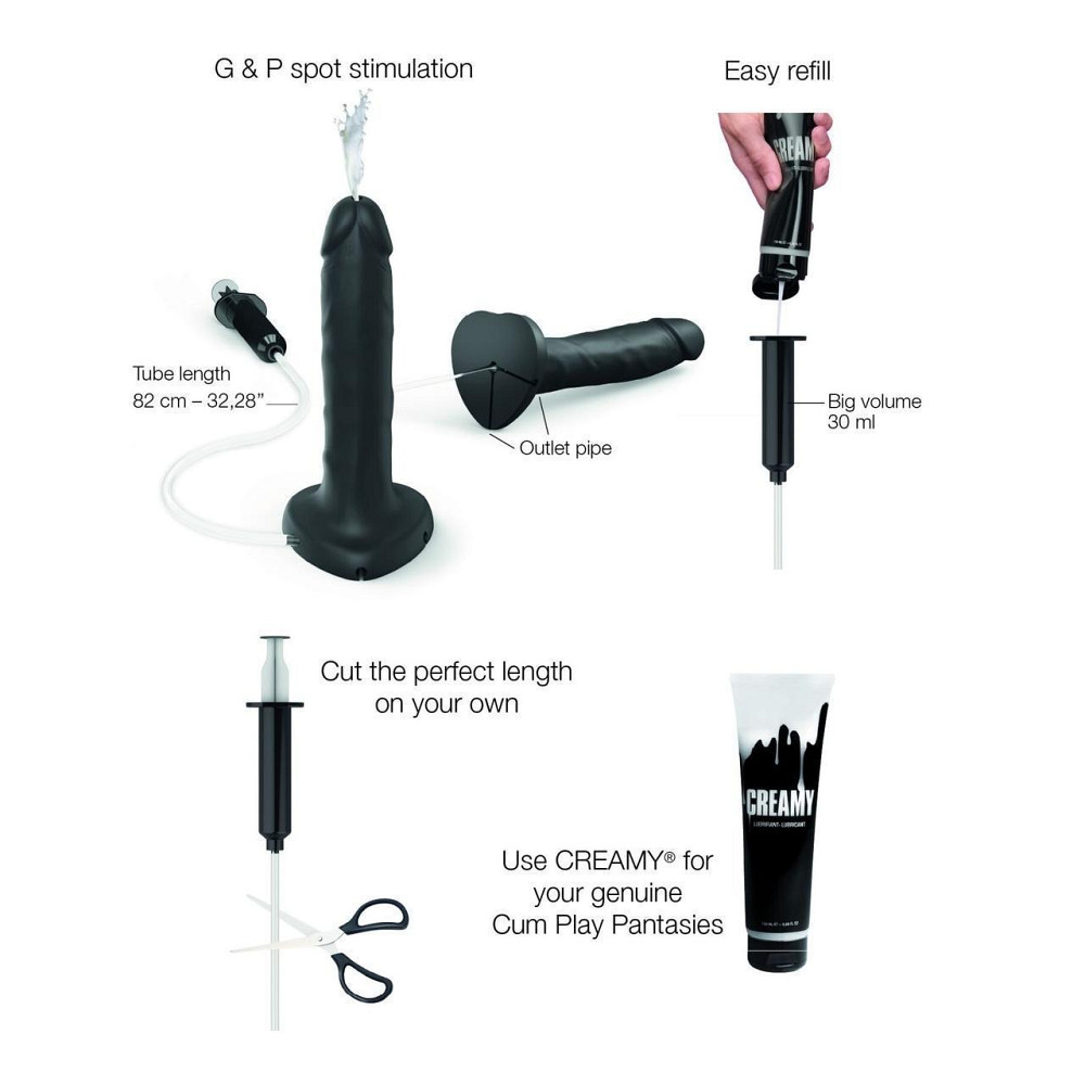 Фалоімітатор, що кінчає Strap-On-Me Squirting Cum Dildo Realistic Black, діам. 3,5 см, силікон Sex Aura Київ - фото 3