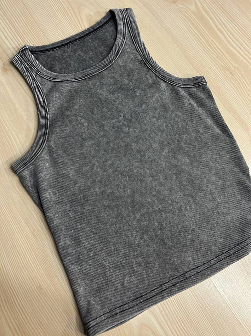 Майка жіноча A-N 2733 варена тай-дай у рубчик з порізаними швами, сірий, one size Київ - фото 5