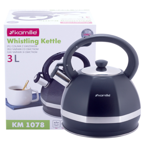 Чайник 3л нержавіюча сталь зі свистком з нейлоновою ручкою блакитний 1078 KAMILLE Житомир - фото 7