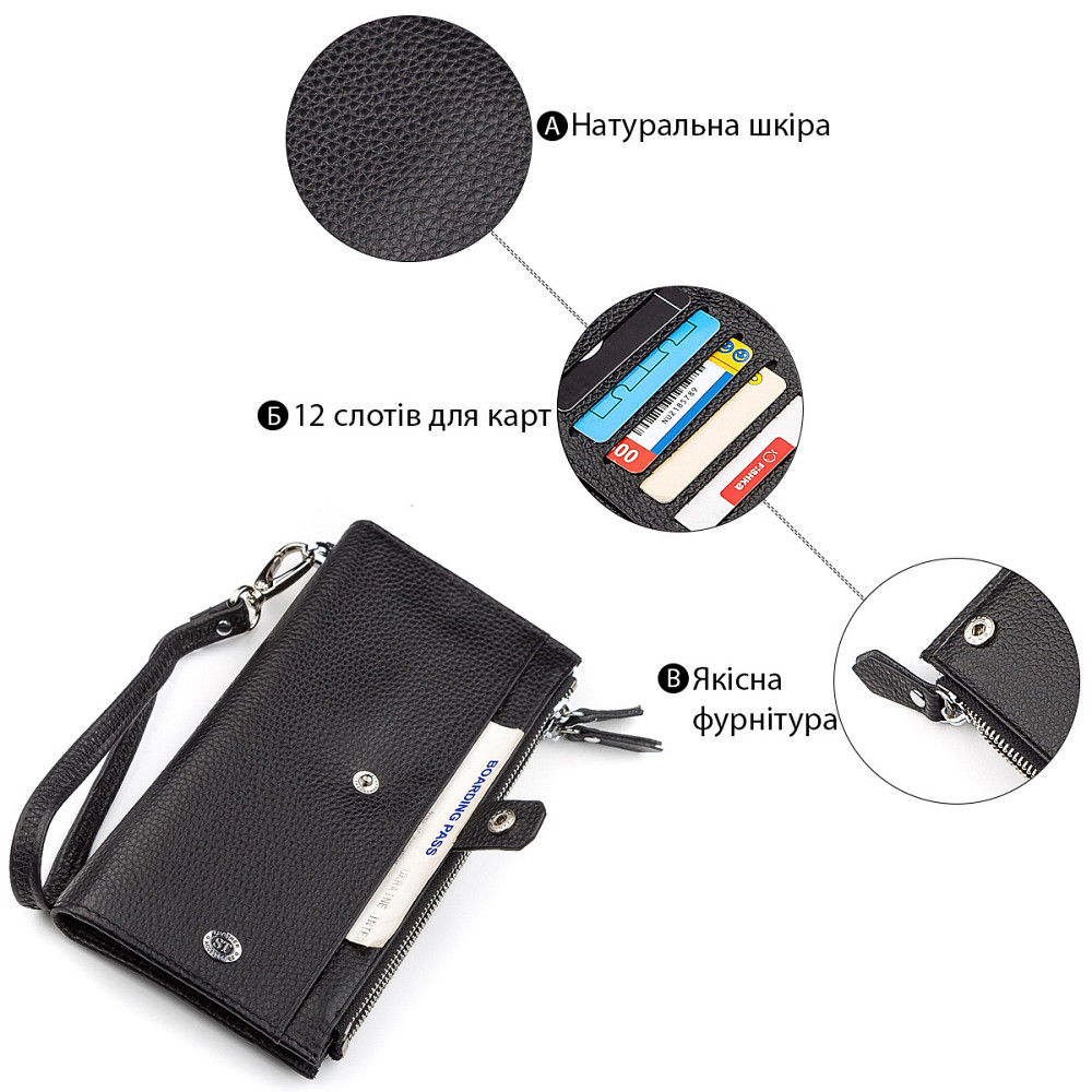 Гаманець надійний Чорний (ST Leather) Київ - фото 1