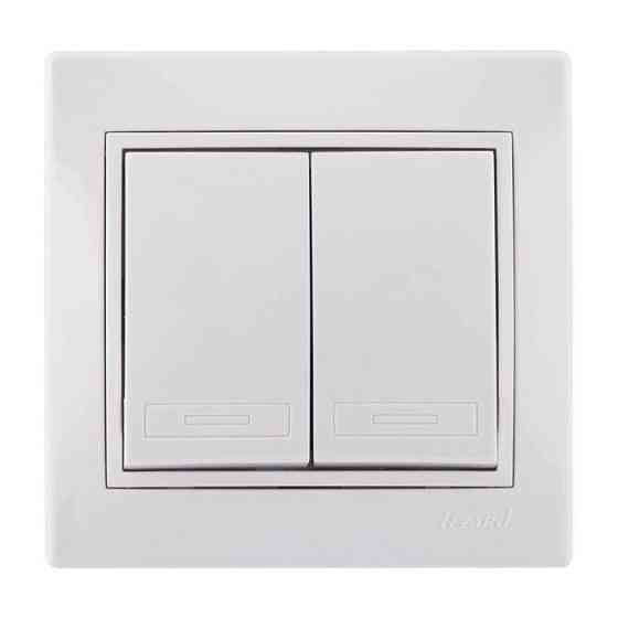 MIRA Вимикач подвійний білий з білою вставкою Lezard Харків