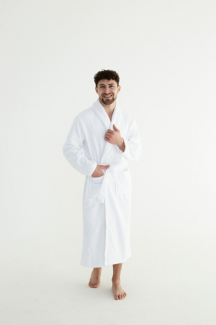 Мужской махровый халат Ideal Textile белый (56860706) S Черновцы - изображение 1