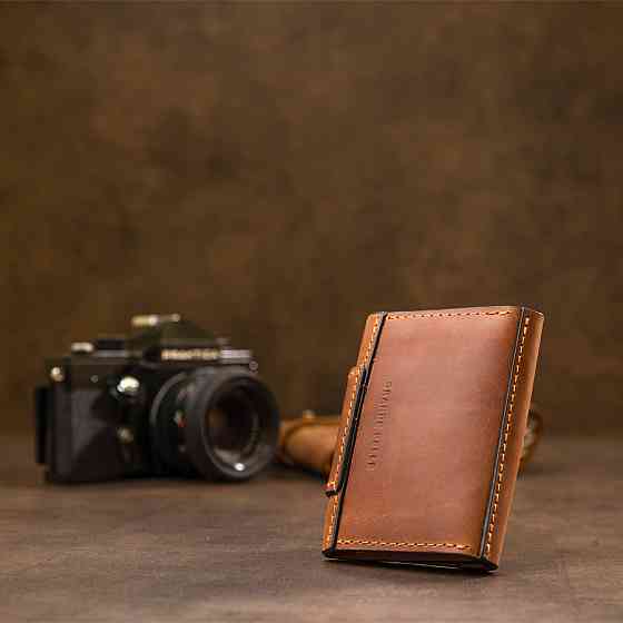 Шкіряна вінтажна візитниця GRANDE PELLE 11406 Коричневий Київ