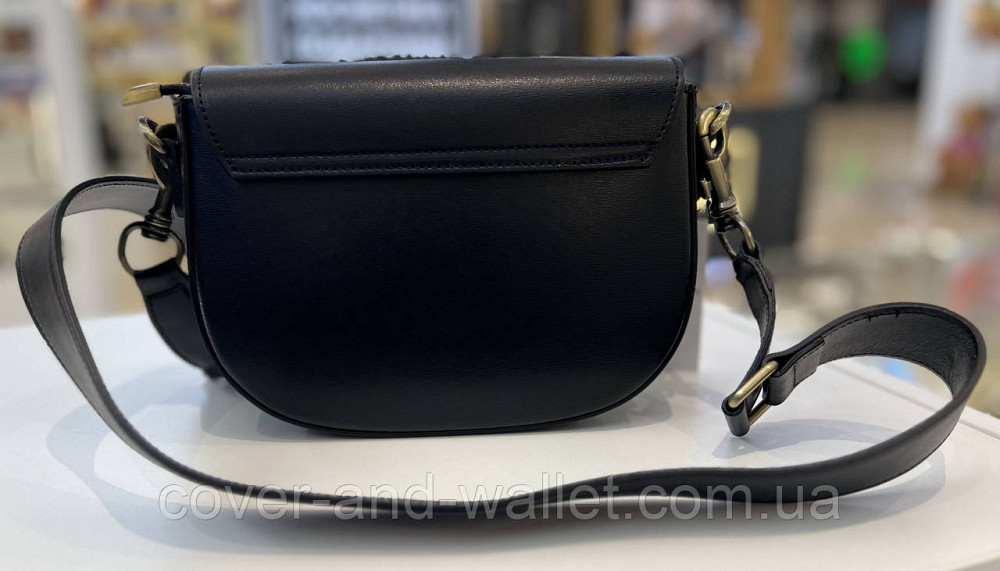 Полукруглая женская сумка кросс-боди из гладкой кожи черного цвета Virginia Conti Киев - изображение 9