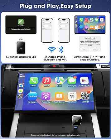 CarPlay бездротовий адаптер для iPhone, перетворення дротового карплей у бездротовий, iOS 12+, USB T Київ