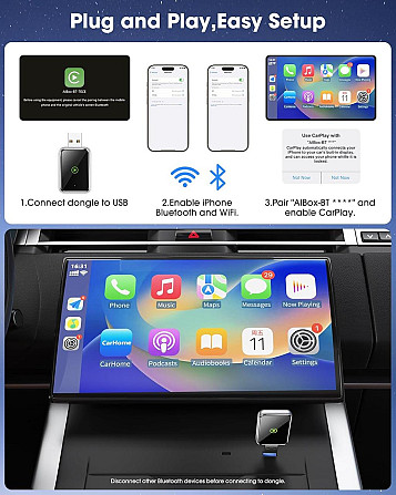 CarPlay беспроводной адаптер для iPhone, преобразование проводного карплея в беспроводной, iOS 12+,  Киев - изображение 5