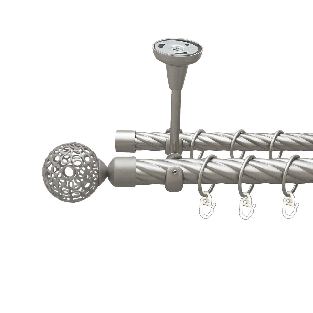 Карниз Orvit Савона металевий дворядний відкритий до стелі скручена труба кільце металеве Сатин 25\19 мм 300 см (00-00024257) Львів - фото 1