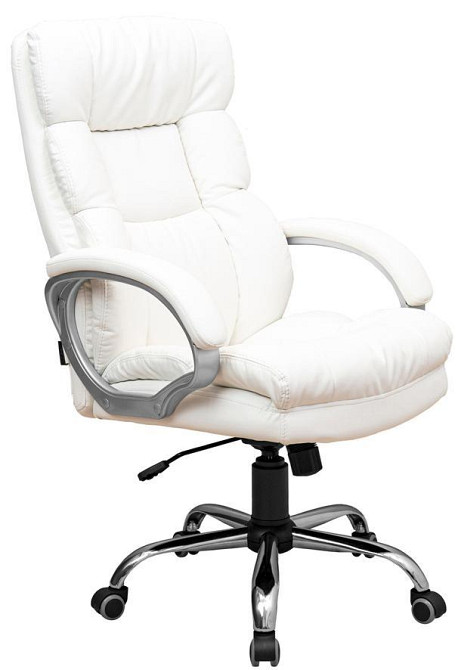 Офісне крісло керівника ManhattanDesign Хром AnyFix М-2 Натуральна шкіра Lux Італія White (Прогумовані колеса) Днепр - изображение 1