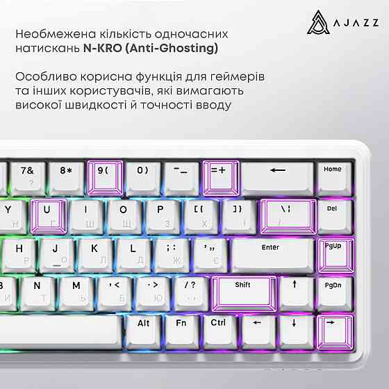 Клавіатура Ajazz AK680 Max Magnetic Switch White (AK680-WM-W-A) ( Білий ) Харьков