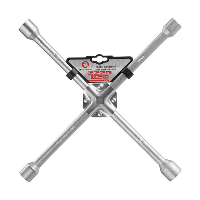 Ключ баллонный крестовой, укрепленный, 406×16 мм, 17×19×21×22 мм INTERTOOL HT-1597 Киев - изображение 1