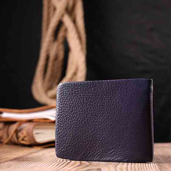 Оригинальное мужское портмоне из зернистой кожи KARYA 21062 Синий Киев