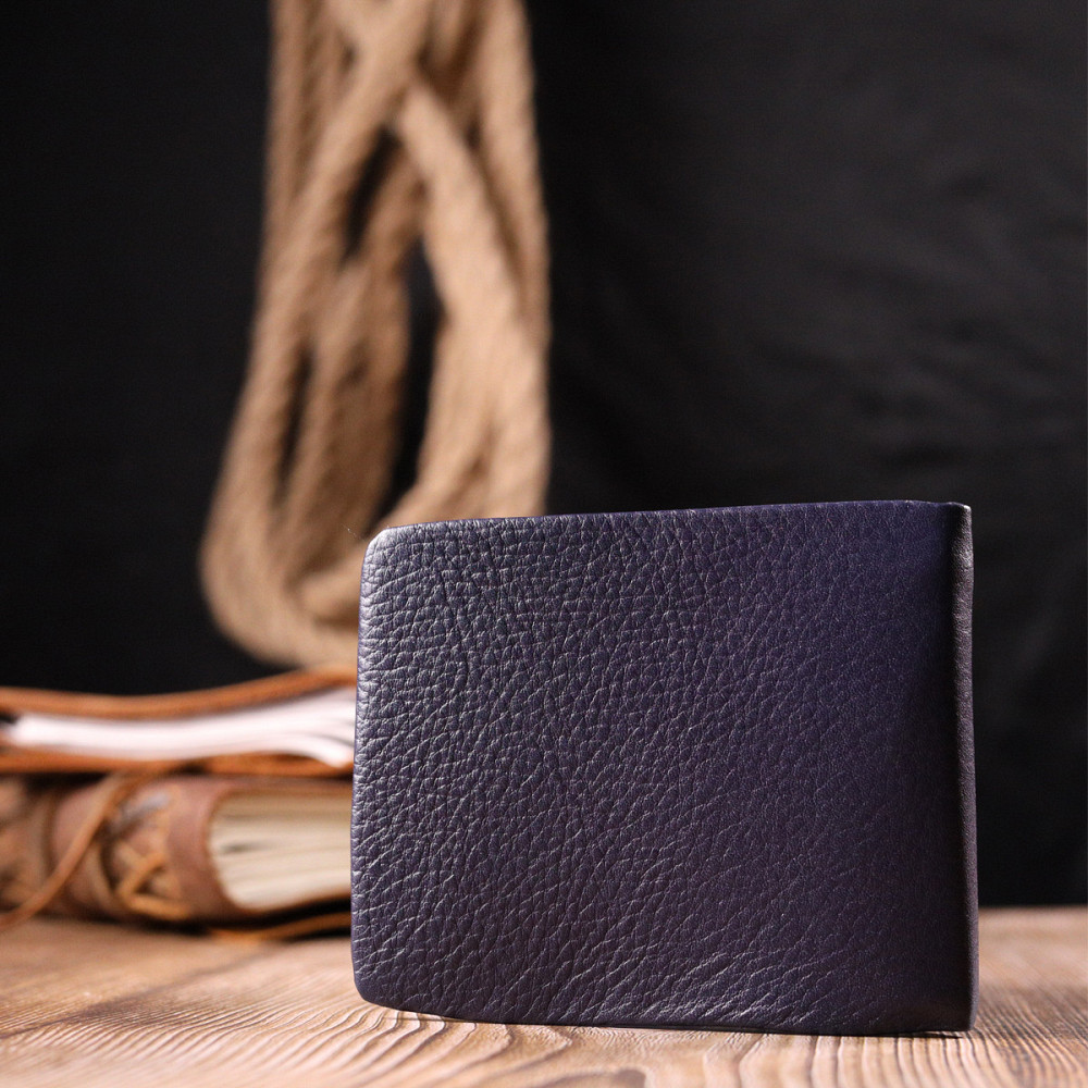 Оригінальне чоловіче портмоне із зернистої шкіри KARYA 21062 Синій Київ - фото 2