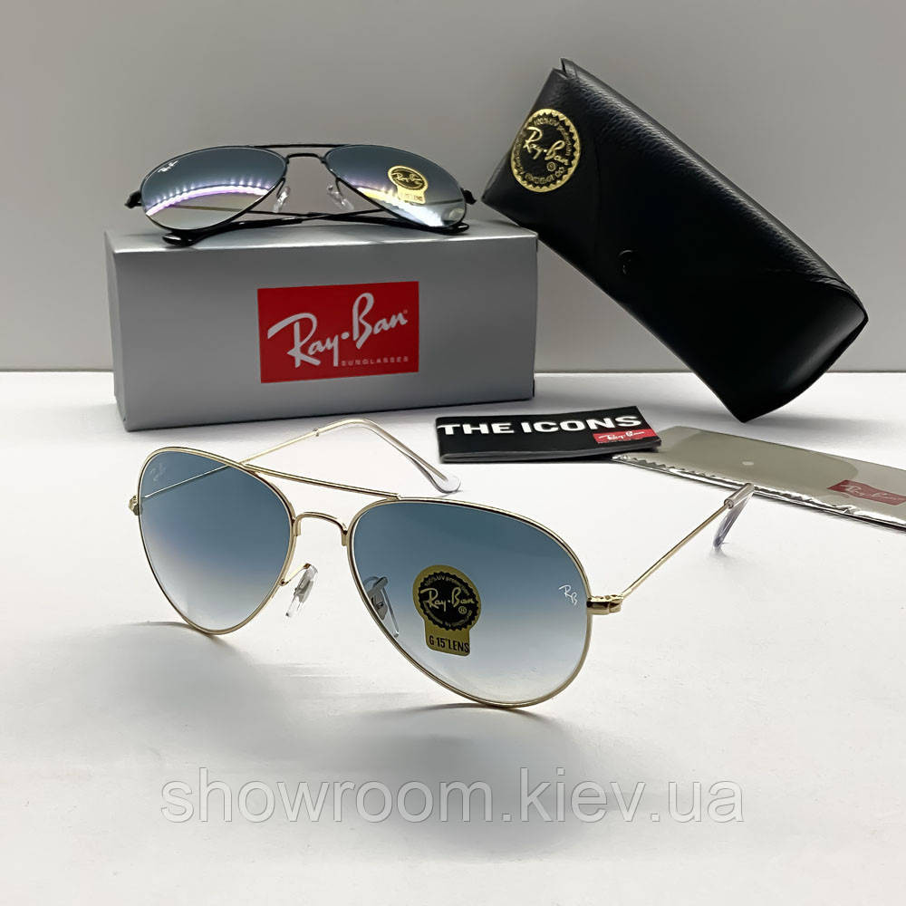 Мужские солнцезащитные очки RAY BAN 3025 aviator gold gradient (2901) Киев - изображение 1