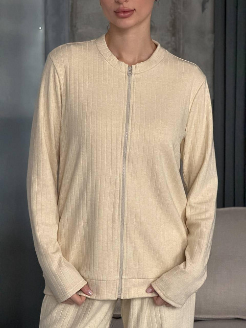 Жіночий повсякденний костюм-трійка з трикотажу Бежевий Одеса - фото 7