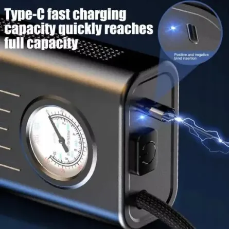 Портативный автомобильный компрессор AND1322, насос от прикуривателя 12V с манометром Коломыя