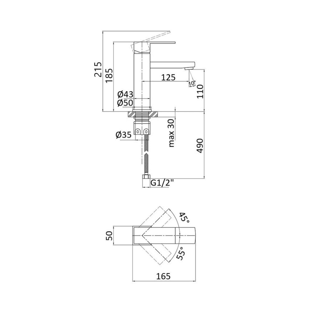 Змішувач для раковини Lidz Kubis 001F (k35) LDKUB001FNKS28534 Nickel Київ - фото 9