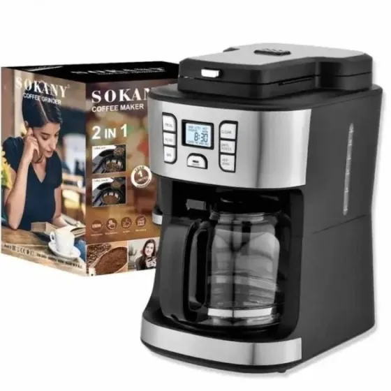 Автоматическая кофемашина Sokany SK-506E 20 бар с пенником для молока, бак 1.8 л, мощность 950 Вт Киев