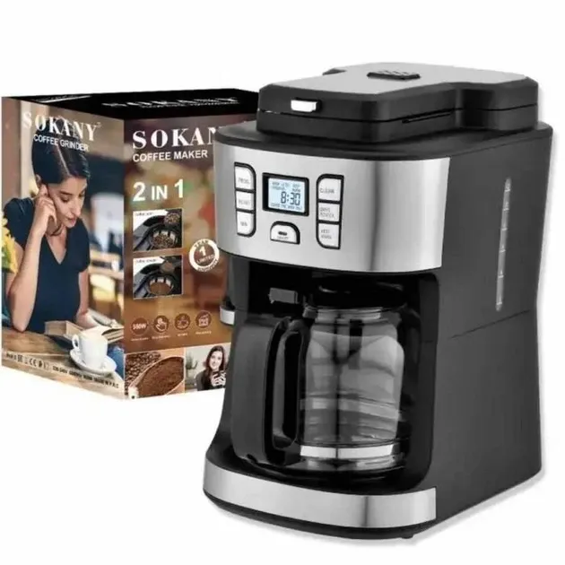 Автоматическая кофемашина Sokany SK-506E 20 бар с пенником для молока, бак 1.8 л, мощность 950 Вт Одесса - изображение 1