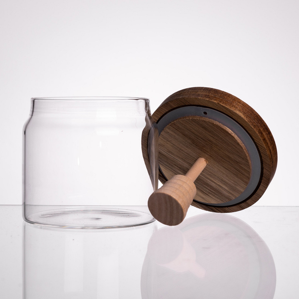 Медовниця скляна з кришкою та ложкою 400 (мл) медовниця баночка для зберігання меду 64486-1 Київ - фото 2