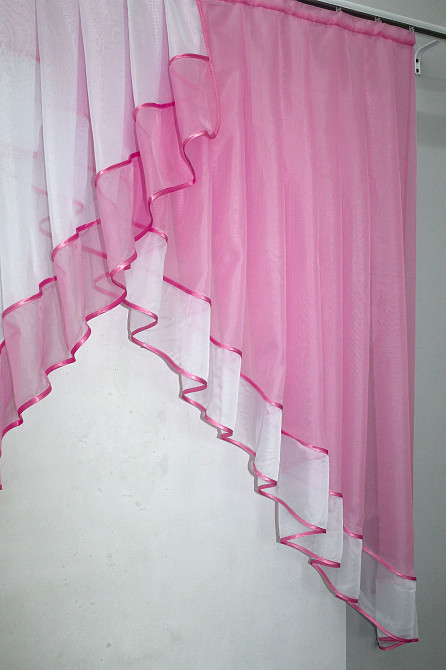 Кухонна занавіска VR-Textil № 023к рожевий з білим 150х150 см (50-523) Киев - изображение 5