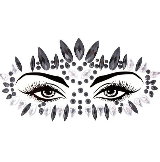 Стрази наклейки на обличчя й тіло one size чорно-сріблястий Київ - фото 1